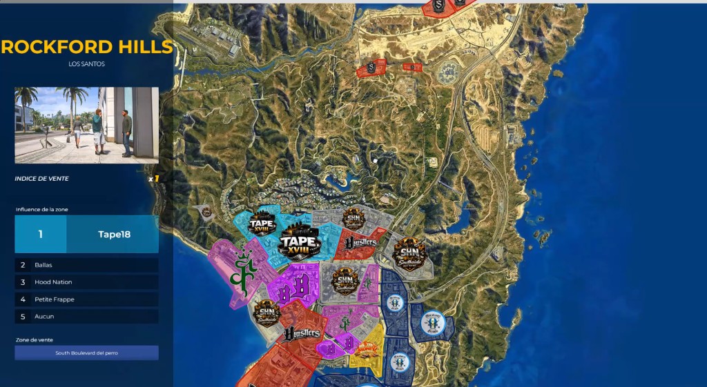 Carte des territoires de gangs à Groening